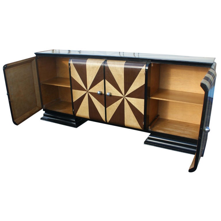 English Art Deco Two Tone Inlaid Buffet