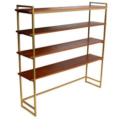 Harvey Probber Walnut And Brass Freestanding Shelf Unit