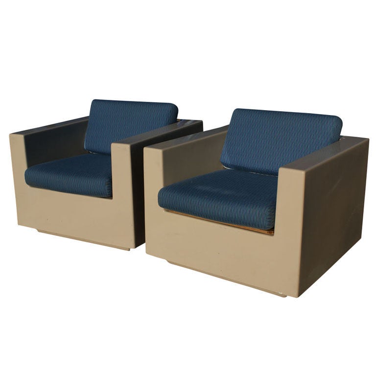 Pair of Beige Fiberglass Lounge Chairs