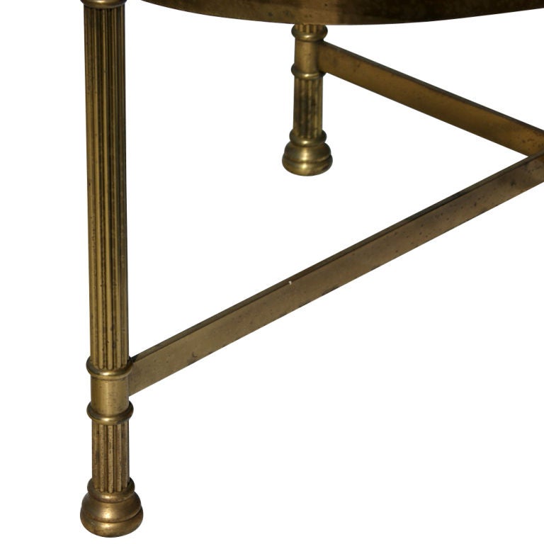 Italian Neoclassical Oval Brass And Glass Coffee Side Table