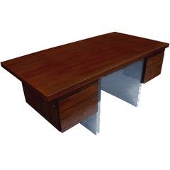 Vintage Dunbar Roger Sprunger Rosewood and Stainless Steel Desk