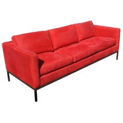 Micro-Suede and Bronze Sofa In The Manner Of Florence Knoll 50% OFF ORIGINAL