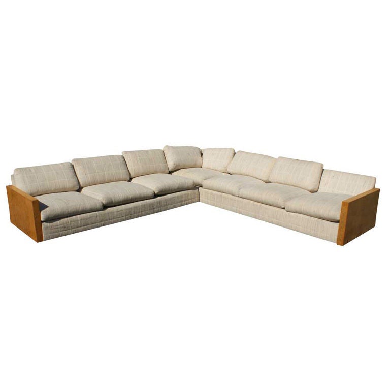 Milo Baughman For Thayer Coggin Burled Olivewood Sectional Sofa