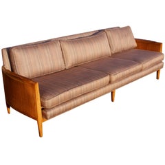 Modernist Wood And Cane Sofa