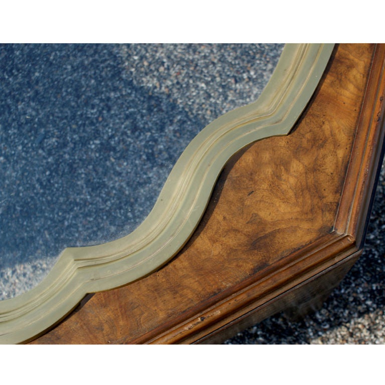Octagonal Baker Brass Tray And Glass Coffee Table