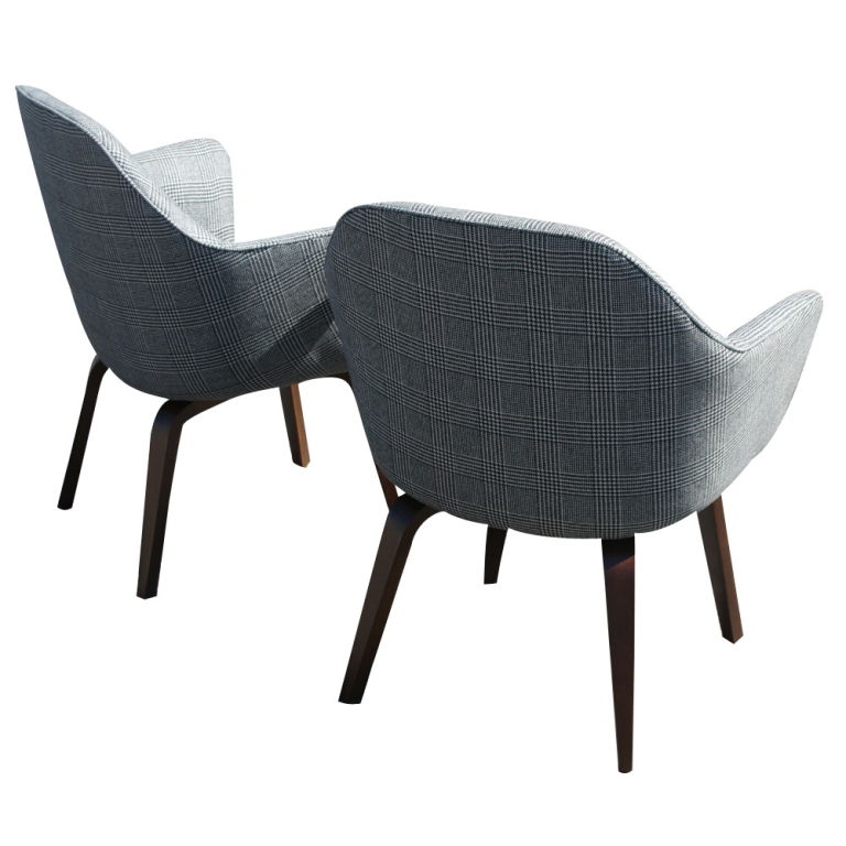 American Eero Saarinen For Knoll Early Wooden Leg Arm Chairs