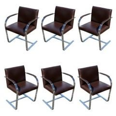 Six Gordon Mies Van Der Rohe Style Flatbar Brno Chairs