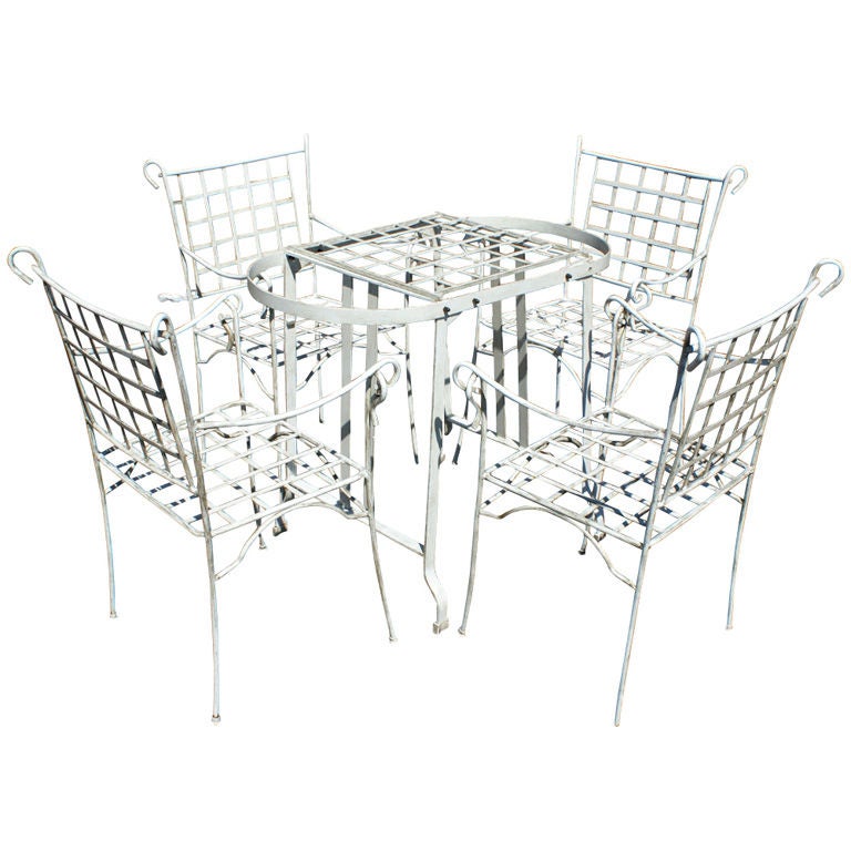 Vintage Wrought Iron Outdoor Patio Set at 1stDibs