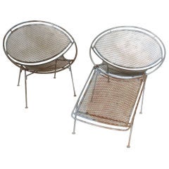 Pair Of Salterini Circle Chairs With Detachable Footrest