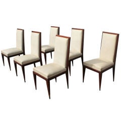 Six Mahogany Dining Chairs In The Manner Of Gio Ponti