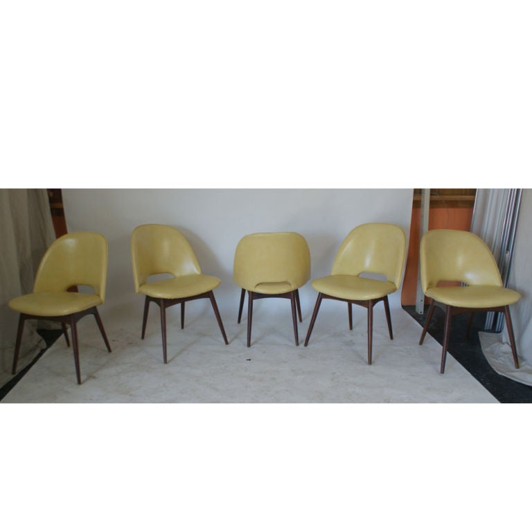 American Adrian Pearsall Walnut Dining Table & Five Chairs