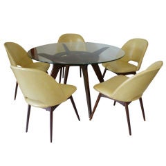 Adrian Pearsall Walnut Dining Table & Five Chairs