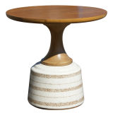 John Van Koert For Drexel Walnut And Ceramic Side Table