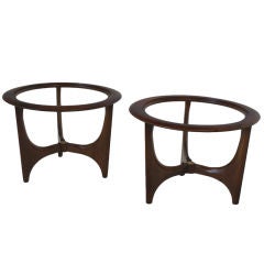 Pair Of Walnut And Glass Lane Side Tables