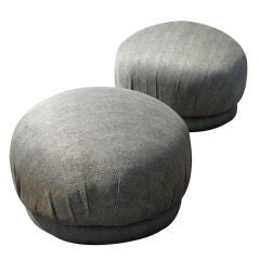 Pair Of Directional Swivel Pouf Ottomans
