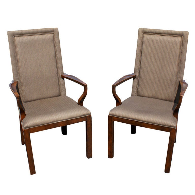 Pair of Baker High Back Arm Chairs