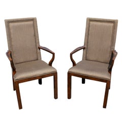 Vintage Pair of Baker High Back Arm Chairs