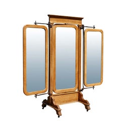 American Empire Oak Triple Dressing Mirror