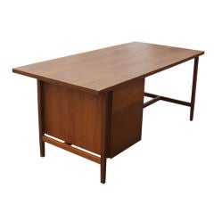 Florence Knoll For Knoll Walnut Single Pedestal Desk