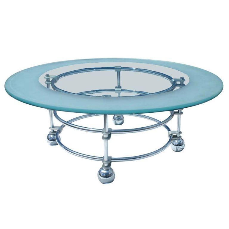 Jay Spectre for Century Furniture Chrome and Glass Coffee Table For Sale