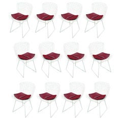 Vintage Twelve Harry Bertoia For Knoll White Side Chairs