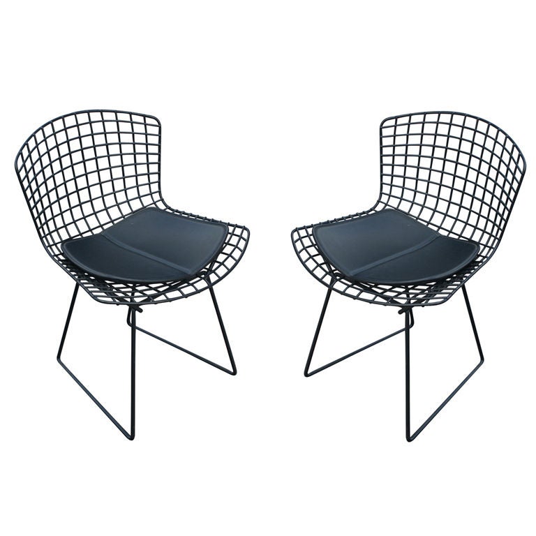 Pair Of Harry Bertoia For Knoll Black Side Chairs