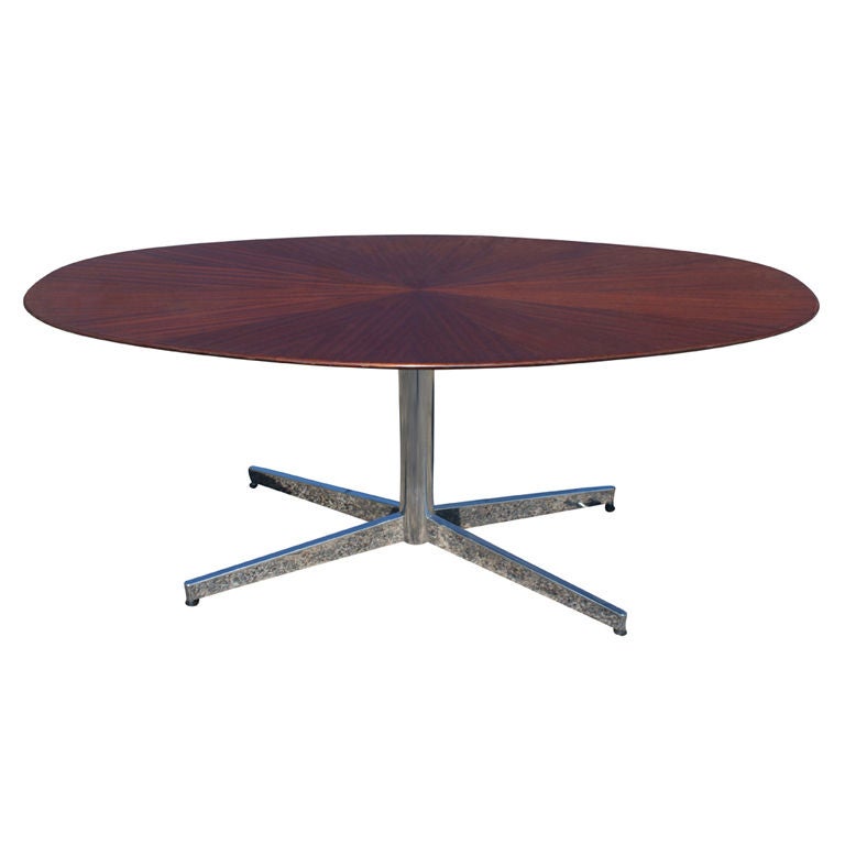 Stow Davis Mahogany Starburst Oval Table Desk