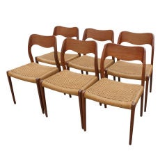 Six J. L. Møller Danish Teak Chairs