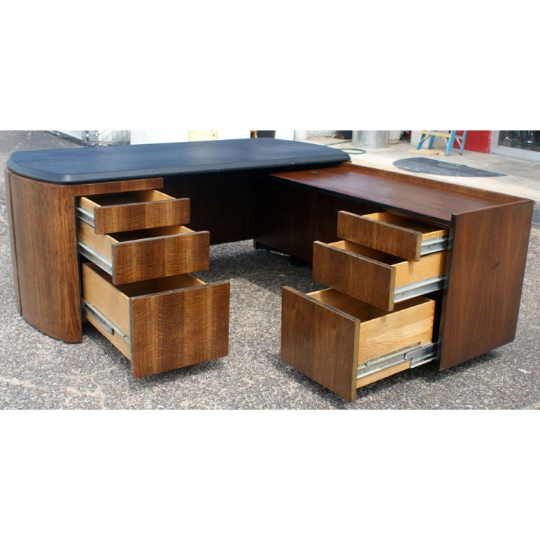 Mid-Century Modern Mid Century Oak and Leather Desk by Lydia dePolo for Dunbar For Sale