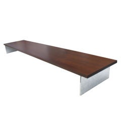 Contemporary Walnut and Stainless Steel Bench