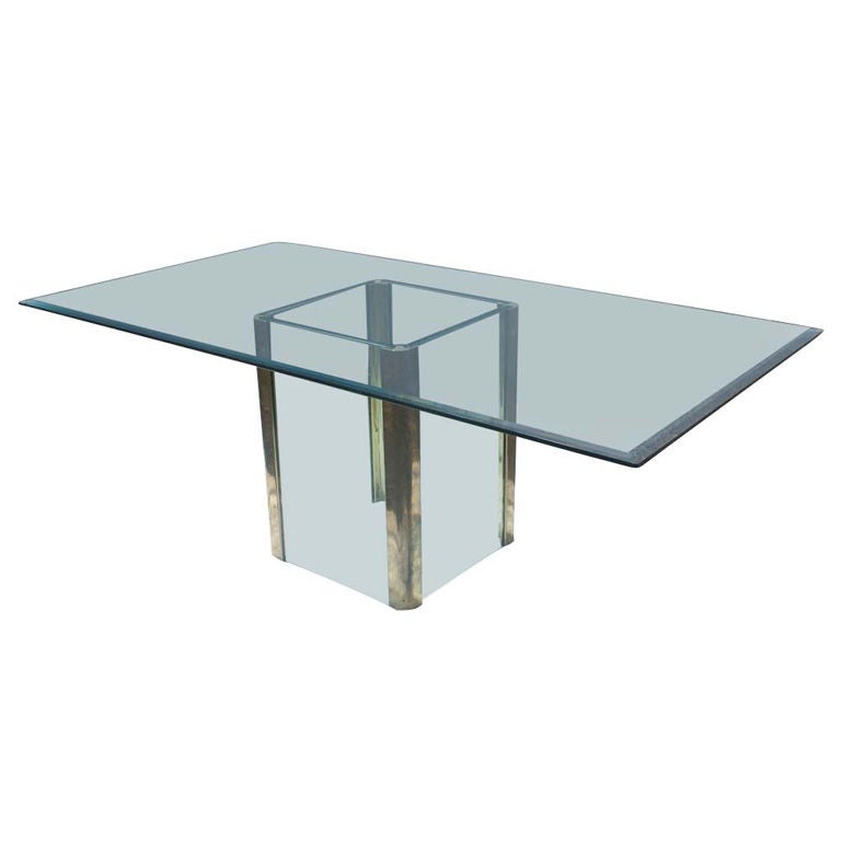 Pace Collection Glass And Brass Dining Table