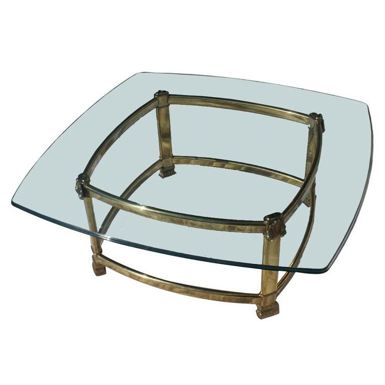 Neo Classical Italian Brass And Glass Coffee Table