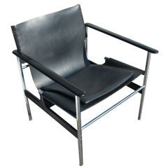 Charles Pollock For Knoll Leather Sling Arm Chair