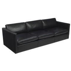 Charles Pfister For Knoll Black Leather Sofa