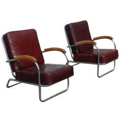 Pair Of Art Moderne Royal Chrome Lounge Chairs