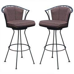 Pair Of Used Woodard Wrought Iron Stools