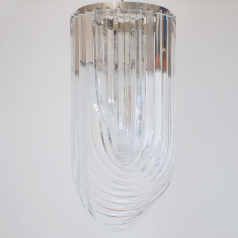 American Lucite And Chrome Fifteen Light Chandelier