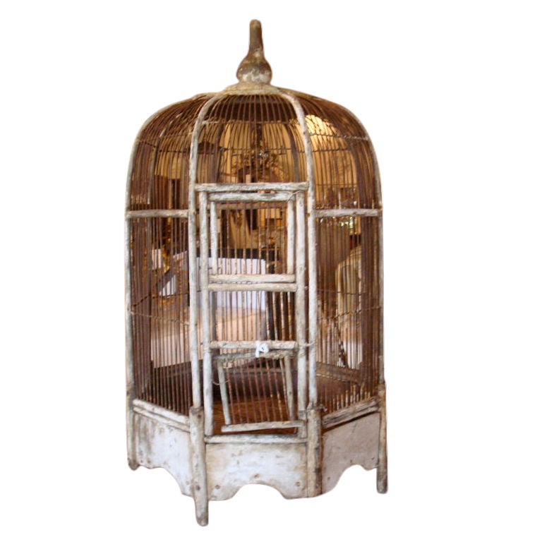 19c French Wooden Birdcage