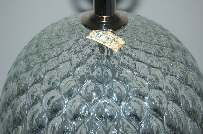 Mid-20th Century Pair of Vintage Murano Stacked Ball Lamps in Crystal For Sale