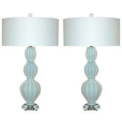 Pair of Vintage Opaline Murano Lamps by The Marbro Lamp Company
