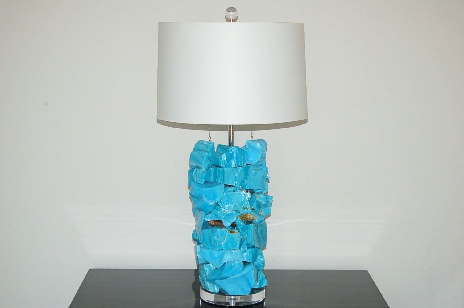 Sky Blue Glass Rock Candy Lamps by Swank Lighting For Sale