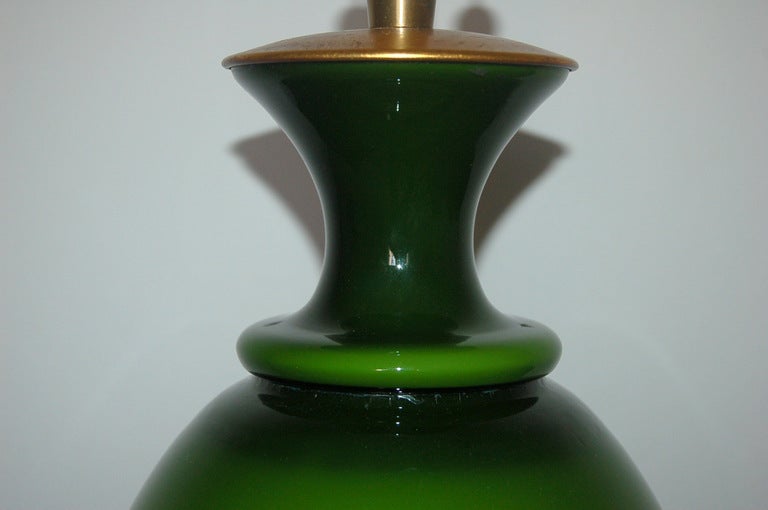 Mid-20th Century The Marbro Lamp Company - Swedish Glass Table Lamp in Brilliant Lime Green