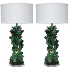 Rock Candy Sofa Table Glass Lamps in Emerald Green
