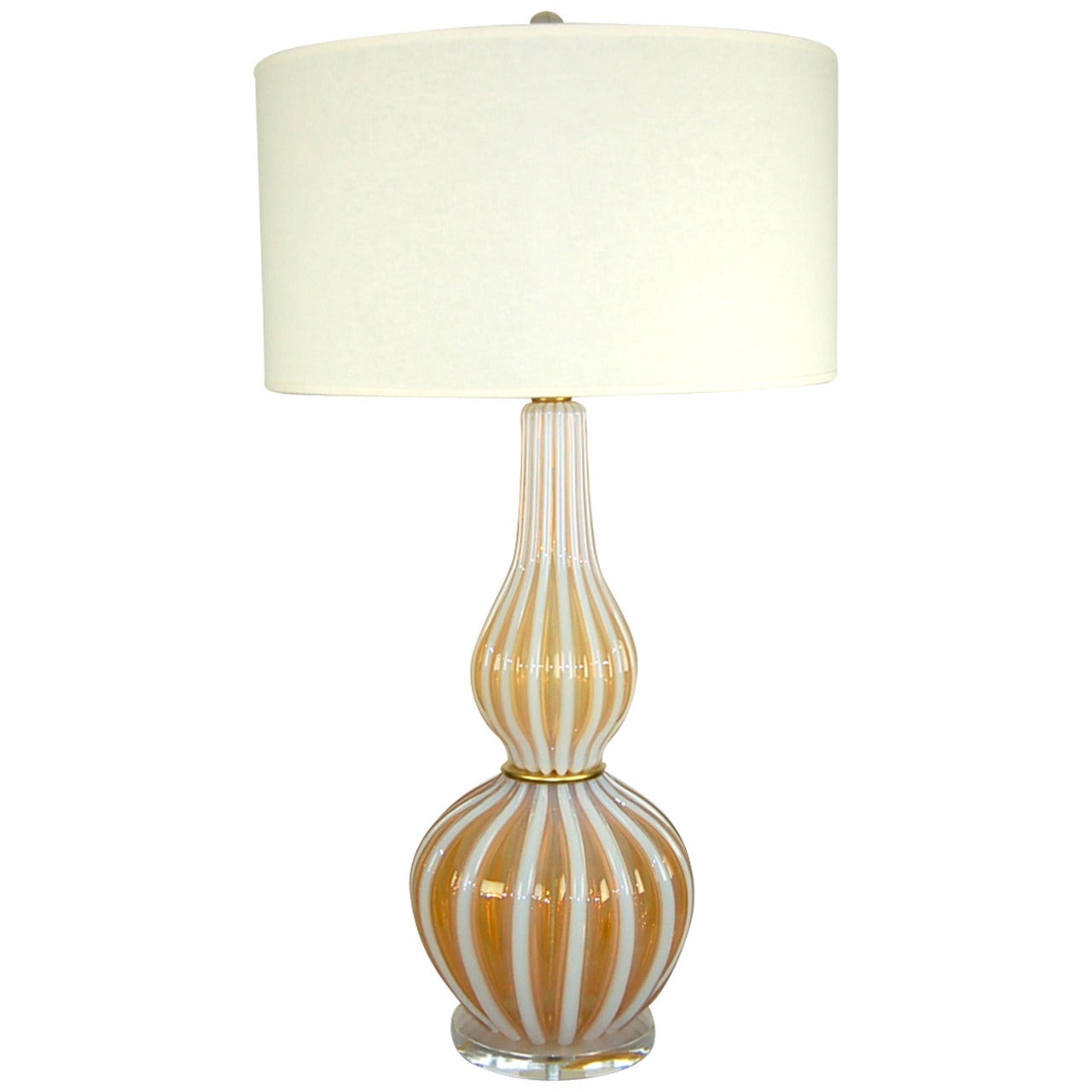 Imposing Vintage Murano Lamp in Peaches and Cream
