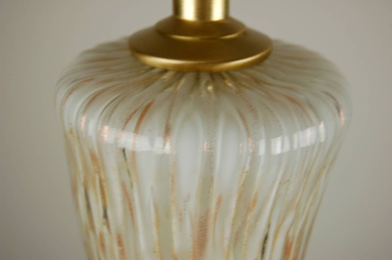 White Murano Table Lamps with Copper Bits 2