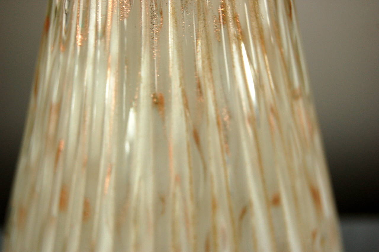 White Murano Table Lamps with Copper Bits 3