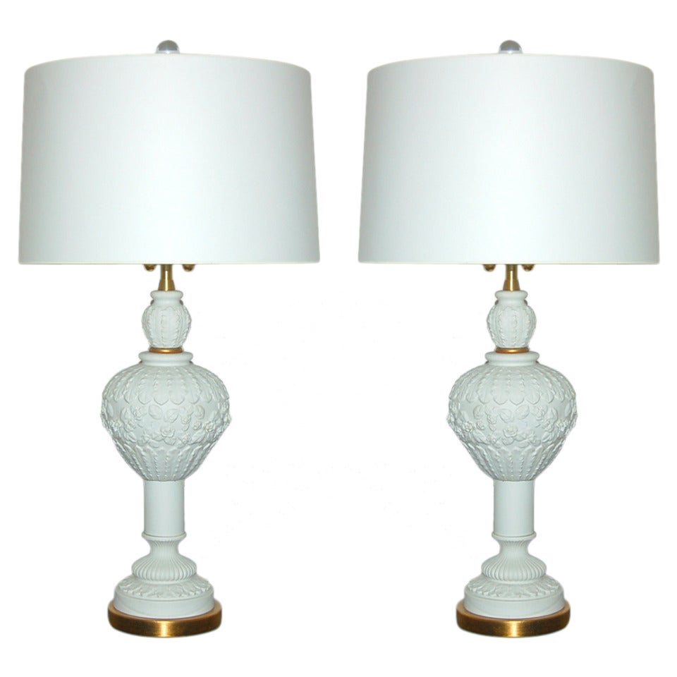 Pair of Vintage Blanc de Chine by The Marbro Lamp Company For Sale