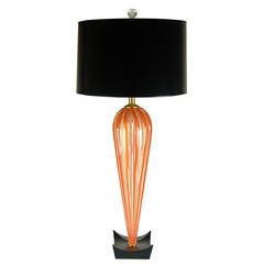 Monumental Striped Vintage Murano Lamp a Pop in Hermes Orange