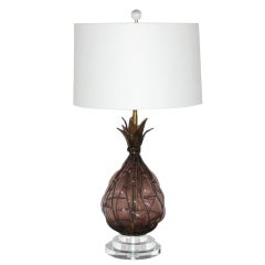 Purple Murano Glass Table Lamp Pineapple