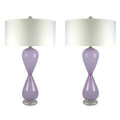 Pair of Vintage Murano Lamps in Lilac Gloss